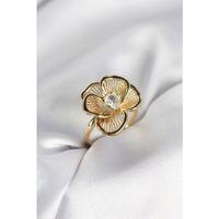 Gold Renk Çiçek Model Vintage Kadın Yüzük