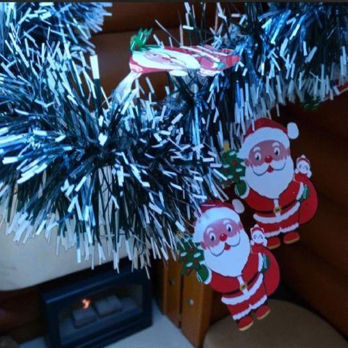 2 METRE VIP KARLI NOEL BABA FİGÜRLÜ YILBAŞI BOYUN SİMİ YEŞİL BEYAZ KARLI YUMUŞAK BOYUN GARLANDI