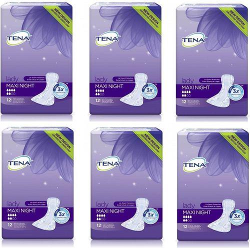 Tena Lady Maxi Night 6 damla Kadın Mesane Pedi 12'li 6 paket / 72 adet