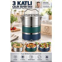 3 Katlı Sefer Tası Vakumlu Sızdırmaz Yemek Taşıma Kabı 16 cm Termos Beslenme Kutusu 19/10 SUS 304 Paslanmaz Çelik 723759