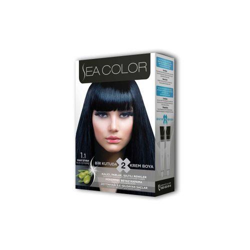 2 Tüp Krem Saç Boyası Seti Mavi Siyah No:1.1