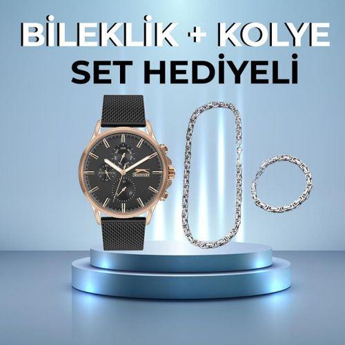 Slazenger Sl.09.1889.2.02 47 mm Siyah Hasır Kordonlu Erkek Kol Saati AYNI GÜN KARGO