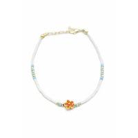 Boncuklu Çiçek  Halhal - Turuncu