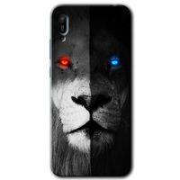 Huawei Y6 2019 Kılıf Kapak - Fire and Ice Lion +Hayalet Ekran Yandan Gözükmez