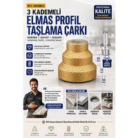 Mermer Granit Seramik İçin 3 Kademeli Vakumlu Elmas Profil Taşlama Çarkı 20-35-50 mm M14 Uyumlu 723577