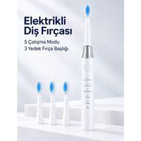 3 Yedek Başlık Hediyeli Usb Şarjlı Beyaz Elektrikli Diş Fırçası
