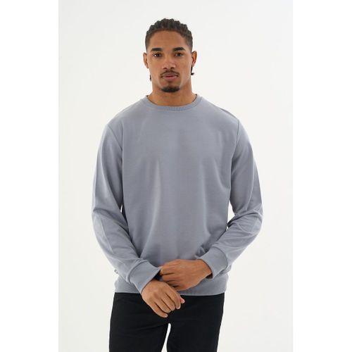 Süperlife Erkek Gri Bisiklet Yaka Ribanalı Regular Fit Sweatshirt spr26swk930