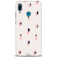 Huawei P Smart 2019 Kılıf HD Baskılı Kılıf - Pembe Lacivert + Tam Ekran Koruyucu