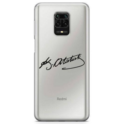 Xiaomi Redmi Note 9 Pro Kılıf Atatürk İmzası Arka Kapak Koruma Desenli Full Koruyucu