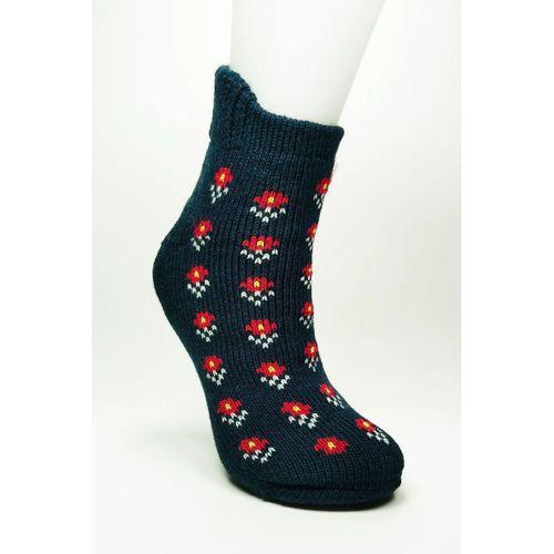 Kalın Kışlık Kadın Soket Çorap Yünlü Havlu Ev Giyim Patik  Desen 2 Lacivert