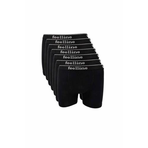 7 adet Feelline Siyah Pamuklu Doğal Likralı Erkek Boxer
