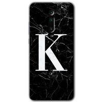 Xiaomi Mi 9T Kılıf HD Desen Baskılı Arka Kapak - Siyah Mermer Desenli K Harfi
