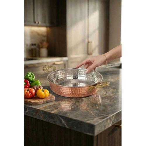 Turna Bakır Acemli Tava 5 No 22 Cm El Dövme Kırmızı Turna7591-1