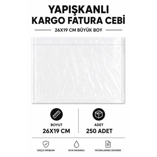 26x19 Cm Büyük Boy Yapışkanlı Kargo Fatura Cebi 250 Adet