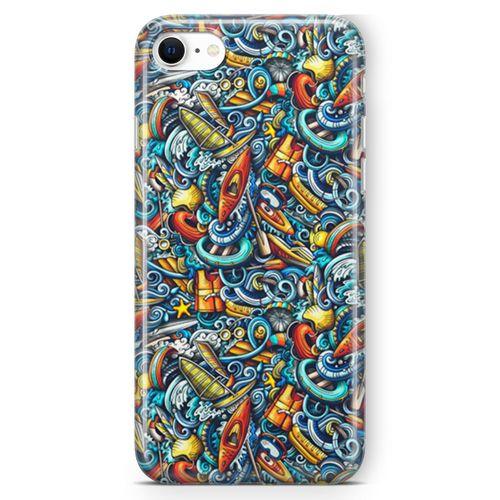 Apple iPhone SE 2020 Kılıf Deniz Sporları Doodle Arka Kapak Koruma Desenli Full Koruyucu