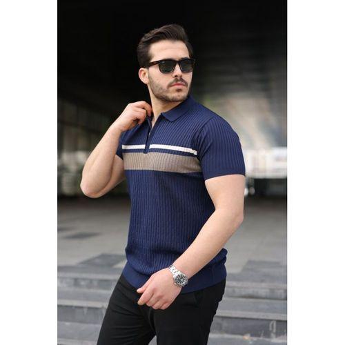 Erkek Örgü Desenli Renkli Kısa Kollu Triko Tişört