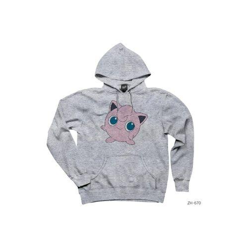 Pokemon Jigglypuff Gri Kapşonlu Sweatshirt Hoodie