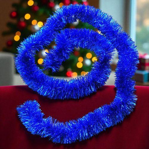 2 METRE PARLAK METALİK MAVİ YILBAŞI BOYUN SİMİ MAVİ YUMUŞAK BOYUN GARLANDI DEKOR MAVİ SÜSLEME SİMİ