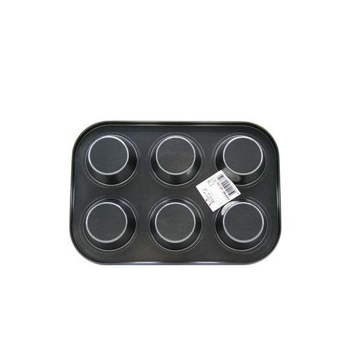 6 Gözlü Siyah Metal Muffin Kalıbı