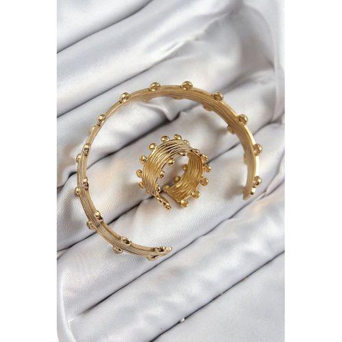 Pirinç Topcuk Model Gold Renk Bileklik Yüzük Set