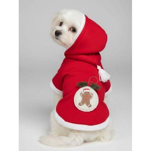 Yılbaşı Köpek Kıyafeti Snow Ball Kırmızı Polar | Kapüşonlu Noel Köpek Kostümü | Küçük Irklar İçin