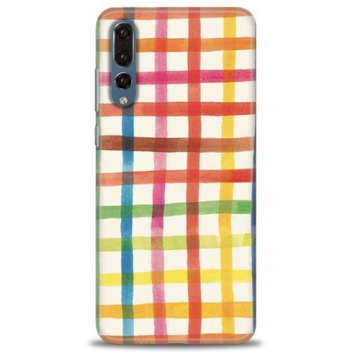Huawei P20 Pro Kılıf HD Baskılı Kılıf - Renkli Kareler + Tam Ekran Koruyucu