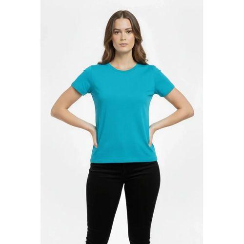 T-Shirt Bisiklet Yaka Slim Fit Likralı Tişört Günlük Basic Body - Turkuvaz