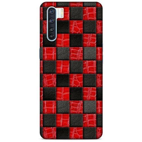 Oppo A91 Kılıf Patchwork (47) Crystal Flex Kılıf Siyah Kırmızı