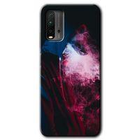 MRCİLETİSİM Xiaomi Redmi 9T Kılıf Baskılı Kapak - Smoke-Man + 5D Tam Kaplayan Cam