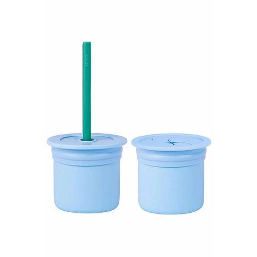 OiOi OiOi Ham+Hüp Pipetli Silikon Bardak Seti Mineral Blue / Aqua Green