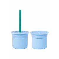 OiOi OiOi Ham+Hüp Pipetli Silikon Bardak Seti Mineral Blue / Aqua Green