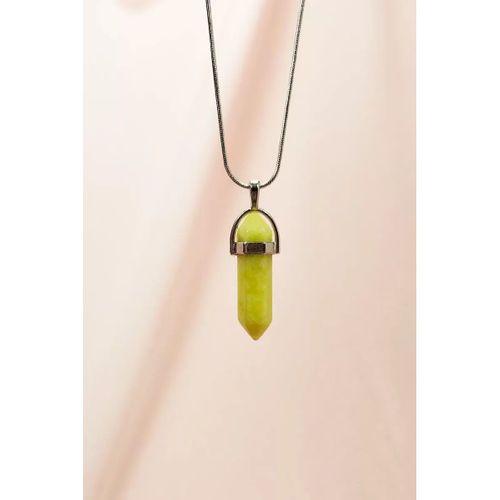 Peridot Doğal Taşı Zincirli El Yapımı Tasarımlı Kolye Uç: 3,5 cm Zincir: 20 cm Kutulu