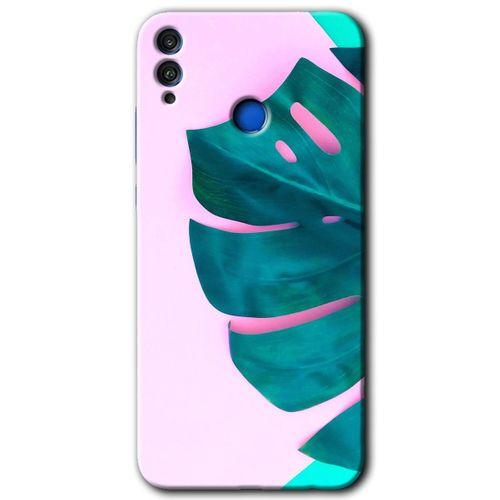 Honor 8c Kılıf HD Desen Baskılı Arka Kapak + Temperli Cam - 3D Yaprak
