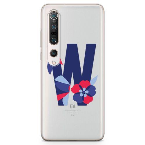 Xiaomi Mi 10 Pro Kılıf W Harfi Çiçekli Arka Kapak Koruma Desenli Full Koruyucu