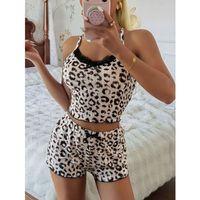 Kadın Leopar Detaylı  Şortlu Pijama Takım 5187