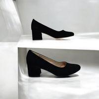 Fiyra 7028 Siyah Süet 5cm Kare Topuklu Bayan Stiletto Ayakkabı