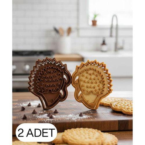 2Li Sevimli Kirpi Figürlü Kurabiye Kalıbı Hamur Kesici Şeker ve Oyun Hamuru İçin İki Parça Kalıp