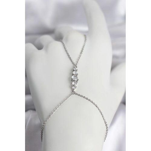 Pirinç Gümüş Renk Zirkon Taşlı Kadın Şahmeran