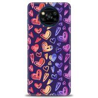 Xiaomi Poco X3 Pro Kılıf HD Baskılı Kılıf - Renkli Kalpler + Tam Ekran Koruyucu