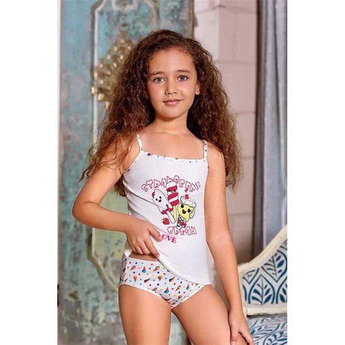 Kız Çocuk Çilekli Dondurma Baskılı Kız Çocuk Slip Takım Berrak-5531