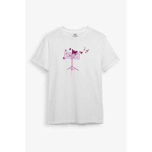 BAND Notalar Temalı Baskılı Gri Unisex Tişört