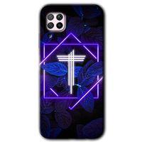 Potkal Hediye Fabrikası Huawei P40 Lite Kılıf HD Desen Baskılı Arka Kapak - Dark Neon Yaprak T Harfi