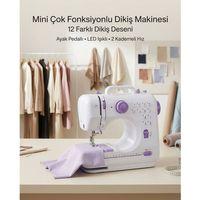 12 Farklı Dikiş Desenli Mini Dikiş Makinesi Ayak Pedallı Led Işıklı Ev Tipi Kullanım