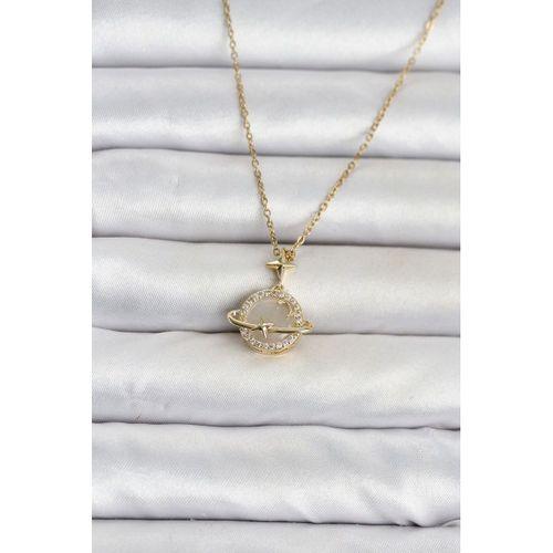 316L Çelik Zincir Gold Renk Gezegen Model Kadın Kolye