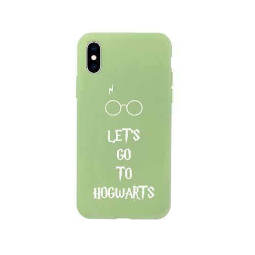 iPhone X Let's Go Hogwarts Tasarımlı Yeşil Telefon Kılıfı