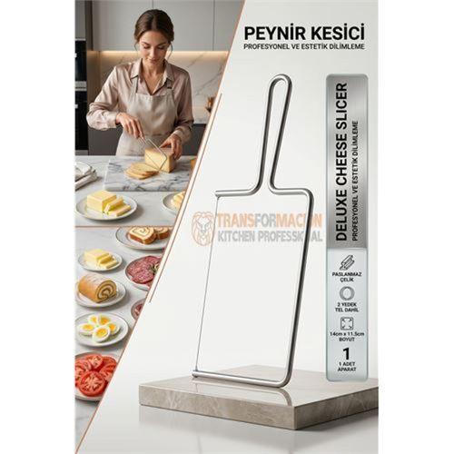 Premium Paslanmaz Çelik Peynir Dilimleyici - Yedek Telli Profesyonel Gurme Dilimleme Aparatı 723243