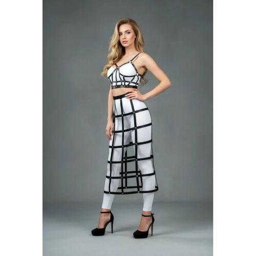 Siyah Etek Suni Deri Etek Kafes Detaylı Etek Midi Boy Deri Etek - Brf1013