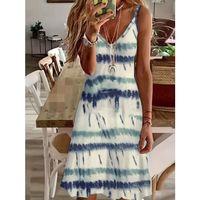 Kadın Ip Askılı V Yakalı Karışık Renkli Süprem Elbise