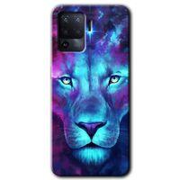 Oppo Reno 5 Lite Kılıf Baskılı Arka Kapak - Neon Lion +Tam Ekran Koruyucu