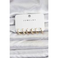 Pirinç Gold Renk Zirkon Taşlı Kadın Küpe Seti